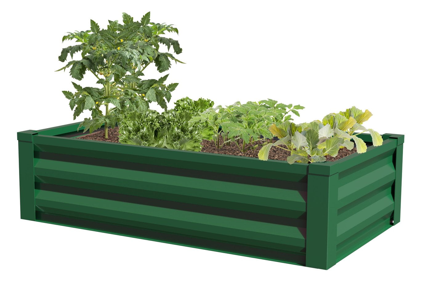 Green Powder-Coated Steel Raised Garden Bed Planter, 48" x 24" x 10"