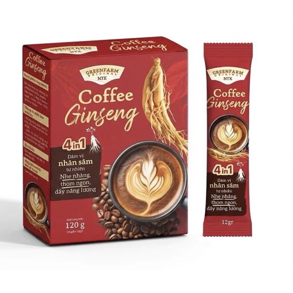 Greenfarm NTX Ginseng Coffee 4in1 Instant Mix, 10 Sticks x 12 g (5 Box)