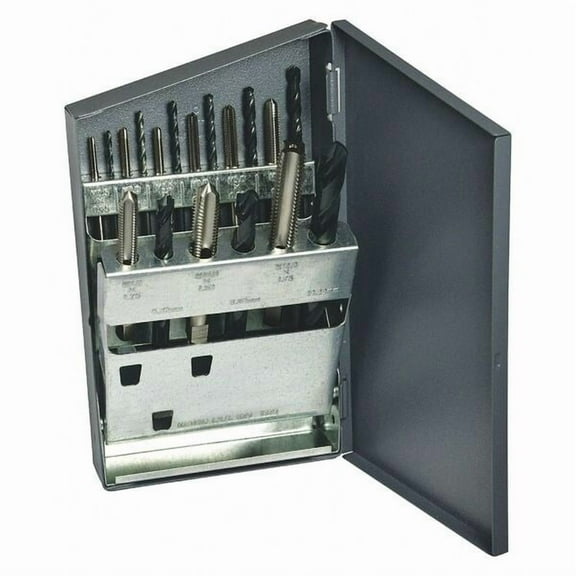 Greenfield 330088 Metric HSS Jobber Drill Plug Hand Tap Set (18-Piece Set)