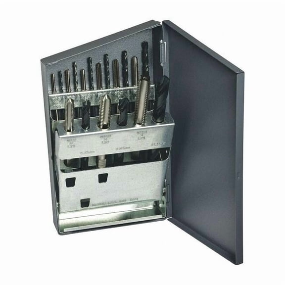 Greenfield 330088 Metric HSS Jobber Drill Plug Hand Tap Set (18-Piece Set)