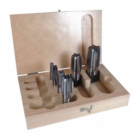 6pc HSS Medium Hook Taper Pipe Tap Set PTT Greenfield Threading 1/8-27 - 1-11-1/2 NPT