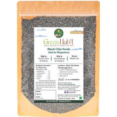 Greenhabit Chia Seed Black For Weight Loss 250Gm Omega Rich Seeds