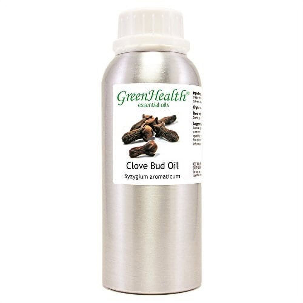 Clove Bud Essential Oil - 8 fl oz 237 ml Aluminum Bottle w/Plug Cap - 100% Pure Essential Oil - GreenHealth