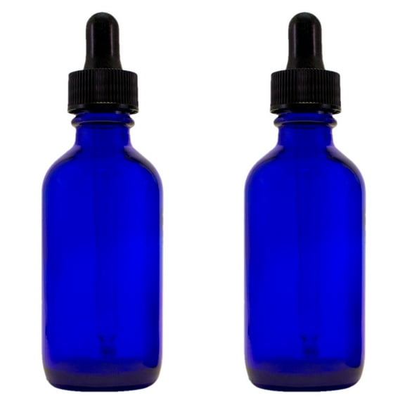 Greenhealth - Pack of 2 - Cobalt Blue Glass Bottle 2oz with Glass Dropper