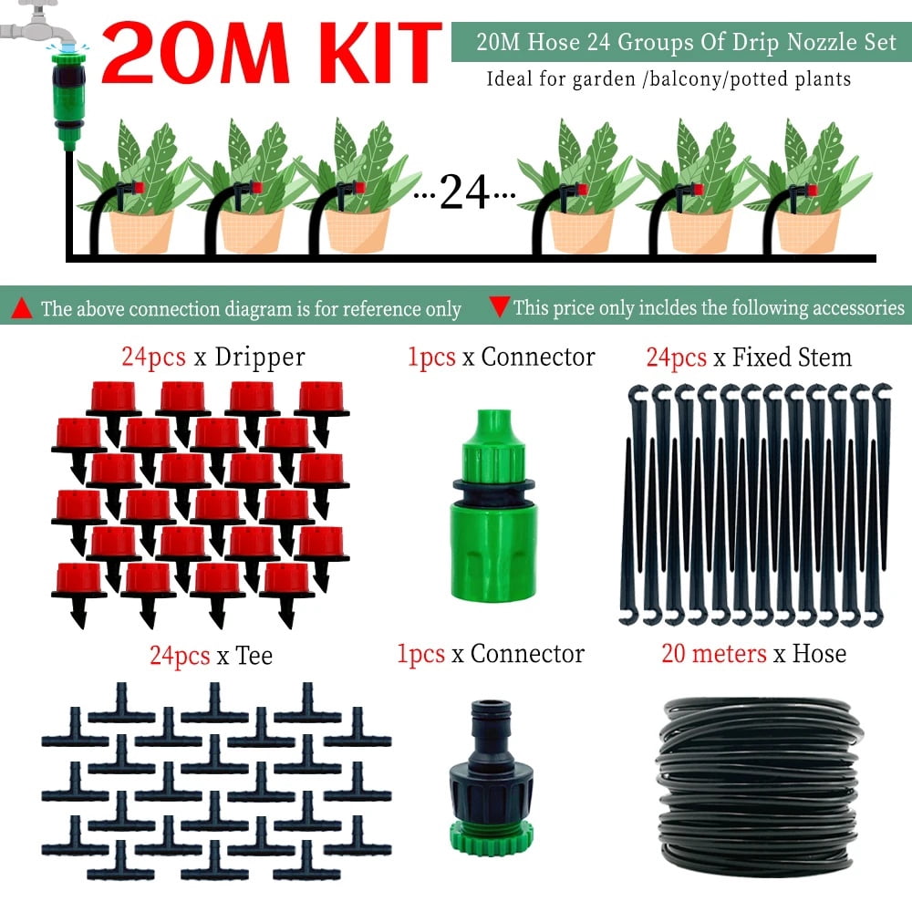 Greenhouse 10M-30M DIY Drip Irrigation System Automatic Watering Garden ...