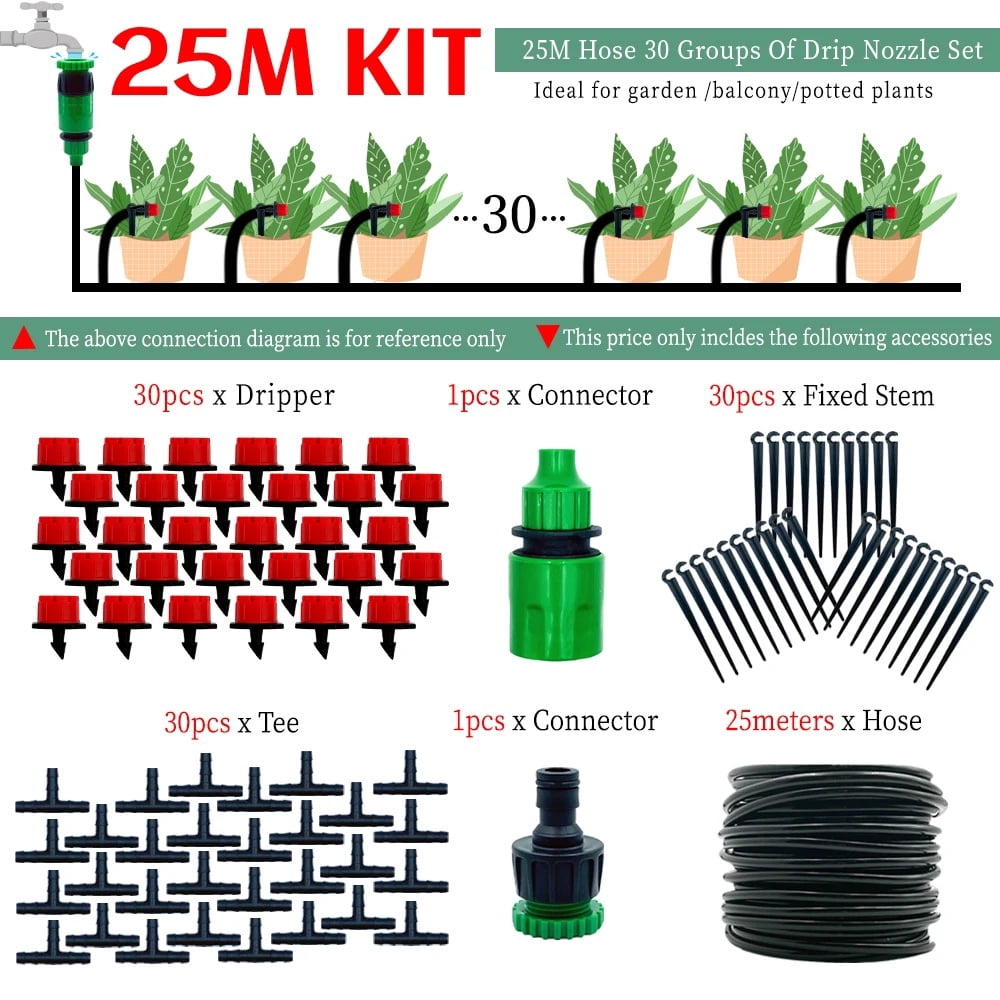 Greenhouse 10M-30M DIY Drip Irrigation System Automatic Watering Garden ...