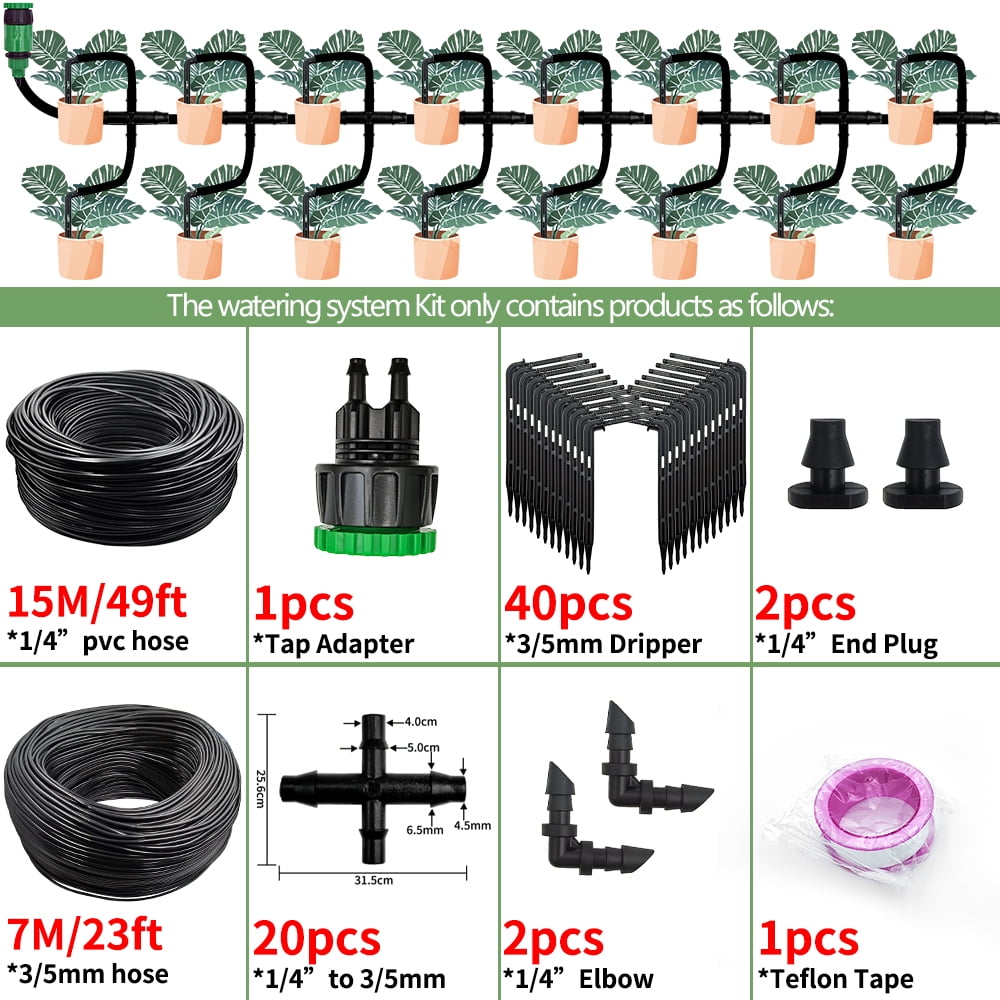 Greenhouse Drip Irrigation Kit Automatic Watering System Garden 4-Way 4 ...