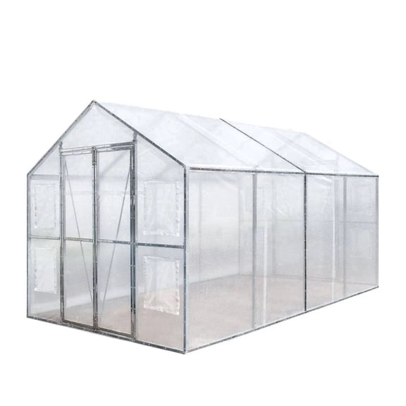 Greenhouse Grow Tent, 8' x 13', w/20 Mil Ripstop Leno Mesh PVC Cover, Galvanized Steel Frame, Roll-up Windows, TMG-GH813