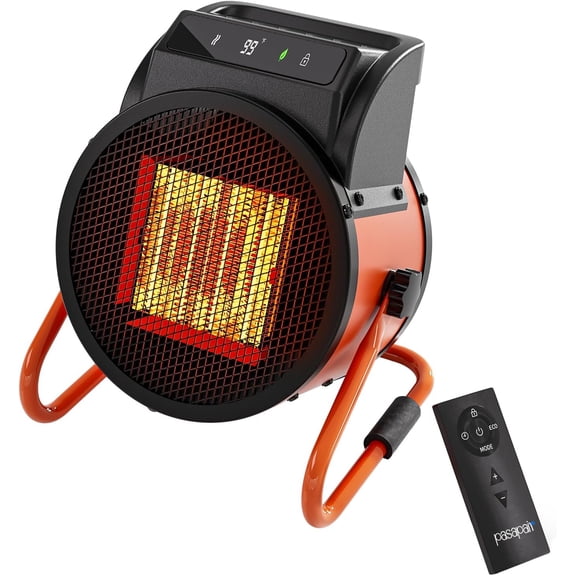 Greenhouse Heater with Remote, 1500W Outdoor Patio Heater with Digital Thermostat, Garage heater 24-Hour Timer for 3S Fast Heating, 3 Modes Adjustment, PTC Overheat Protection for Grow Tent