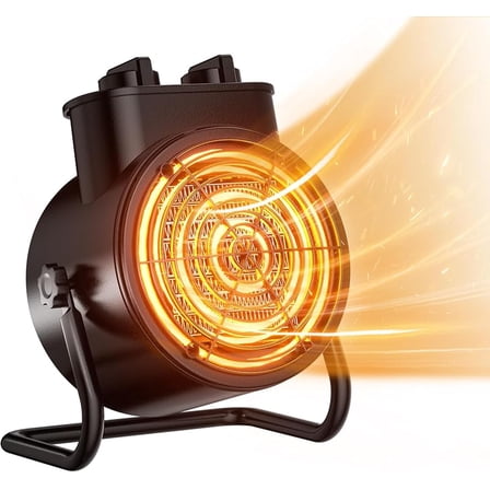 Greenhouse Heater with Thermostat, 1500W PTC Portable Space Heater, Overheat Protection, 3 Modes, 90 ° Tilt, Small Electric Heater for Garage, Patio, Grow Tent, Workshop, Outdoor, Indoor