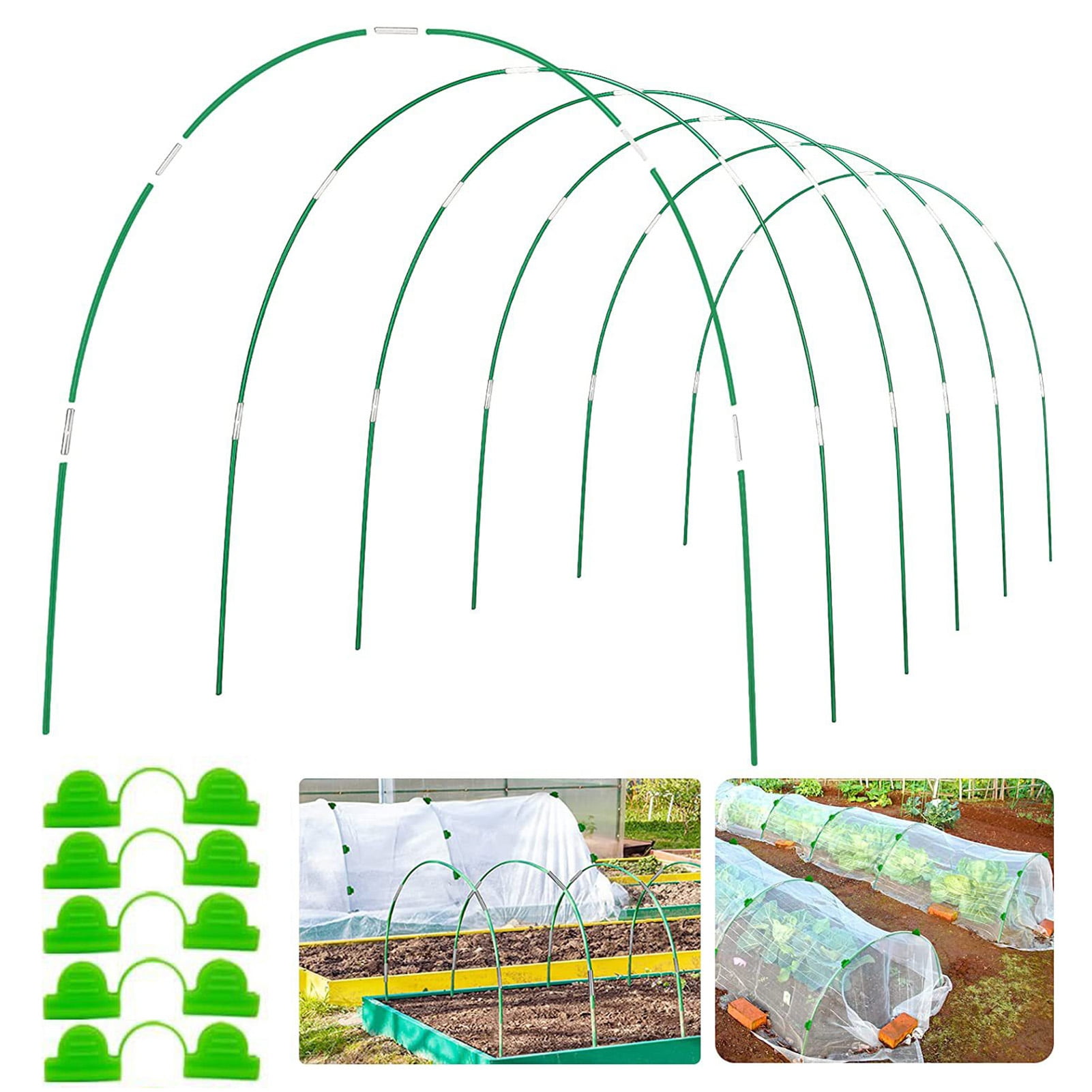 Greenhouse Hoops Kit 17-inch Fiberglass Poles Green Garden Hoops with ...