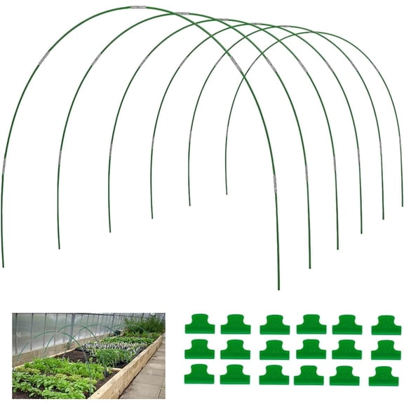 Greenhouse Hoops for Raised Beds,8ft Greenhouse Hoops,Grow Tunnel,6 Sets Garden Hoops Rustproof Plastic Coated Steel Support Frame Hoops for Raised Beds, Garden Tunnel Row Cover Hoops Kit