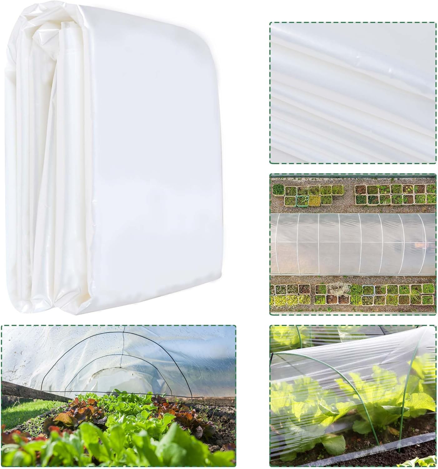 Greenhouse Plastic Film 10 x 33 Ft Plant Covers Freeze Protection Frost