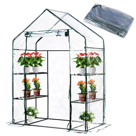 Greenhouse Replacement Cover with Roll-Up Zipper Door, 28.7 x 56.3 x76.8 Inches PVC Plant Gardening Greenhouse Cover for Gardening Plants Cold Frost Protection Wind Rain Proof