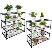 Greenhouse Shelves for Plants,4 Tier 2 Pack Plant Display Rack Shelf Stand,Home Storage Organizer Shelf Unit, Flower Pot Holder for Home Balcony Yard Indoor Outdoor