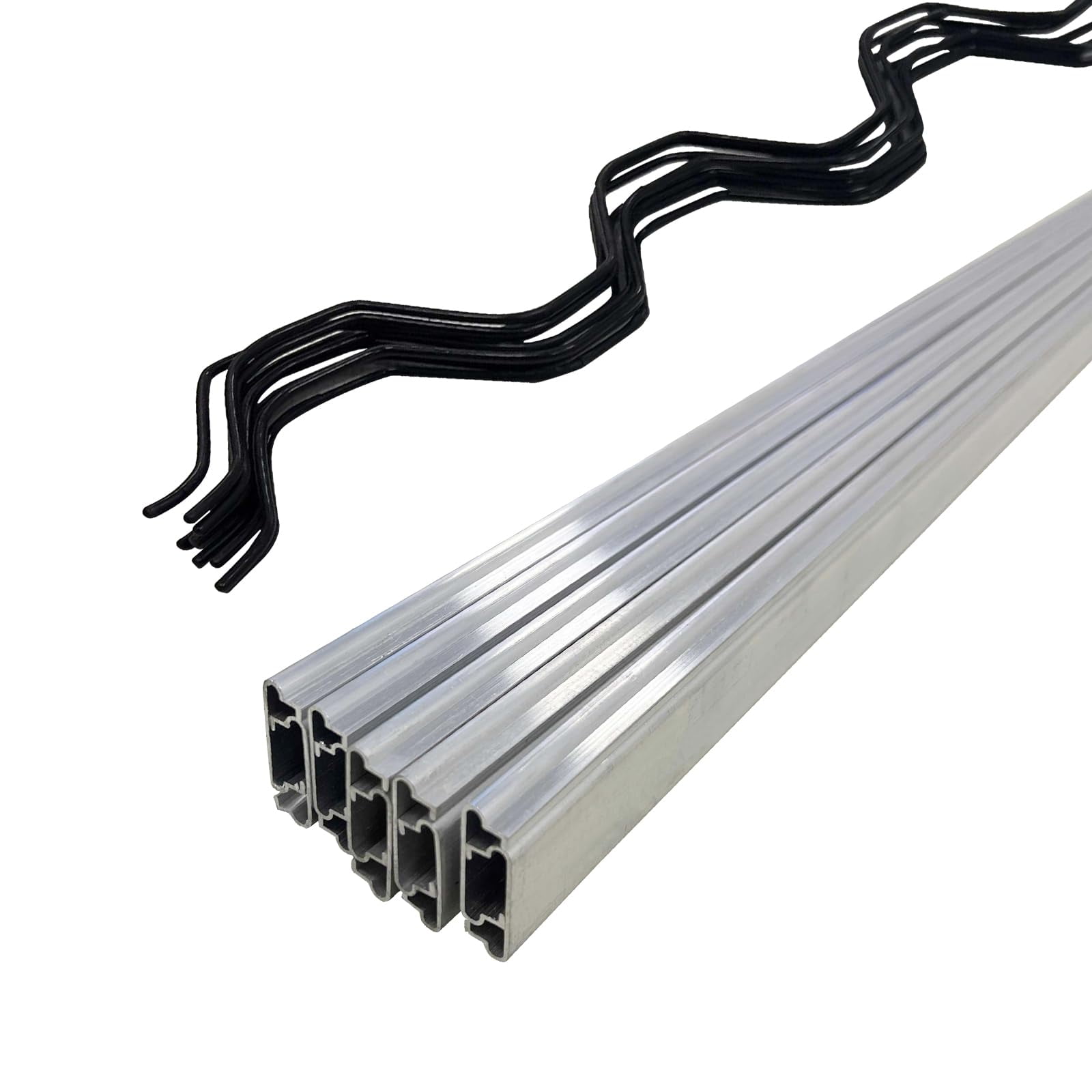 Greenhouse Spring Wire and Lock Channel 20 Packs ,Aluminum Alloy Lock Channels and PVC-Coated Spring Wires for Greenhouse Film and Shade Cloth Attachment, 6.6FT U-Channel Bundle