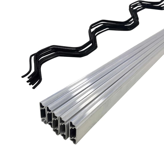 Greenhouse Spring Wire and Lock Channel 20 Packs ,Aluminum Alloy Lock Channels and PVC-Coated Spring Wires for Greenhouse Film and Shade Cloth Attachment, 6.6FT U-Channel Bundle