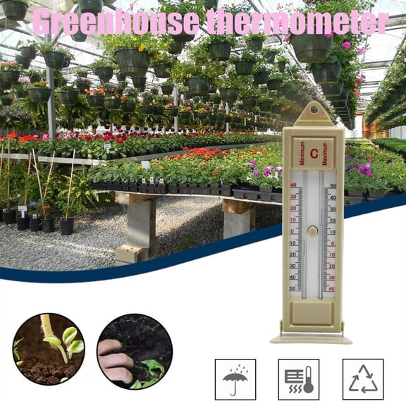Greenhouse Thermometer Min, QQZ Durable Plastic Acrylic Indoor Outdoor Monitor, Temperature Range -40 to 120F with Blue Needle for Garden Wall