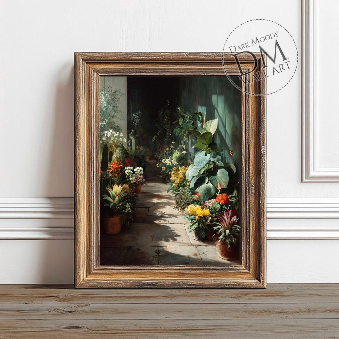 Curated visual reference: Visual Reference: Greenhouse With Tropical Plants Dark Moody Wall Art Victorian Botanical
