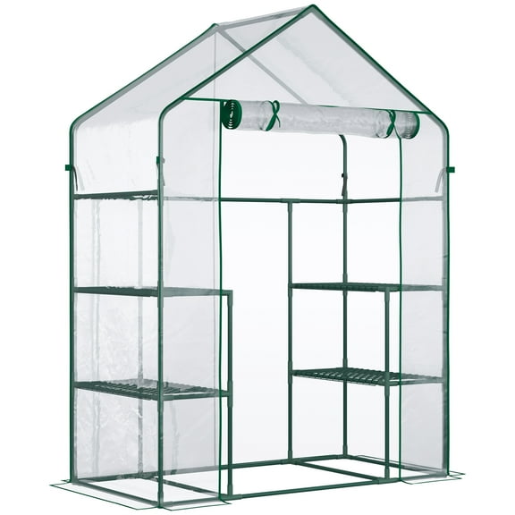 Greenhouses For Outdoors 5' x 2.5' x 6.5' Mini Walk-in Greenhouse Kit, Portable Green House with 3 Tier Shleves, Roll-Up Door, and Weatherized Plastic Cover for Backyard Garden, Clear