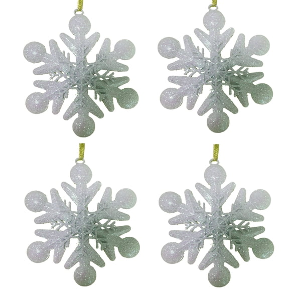 Greenidea 4 Pcs Christmas Silver Snowflake Ornaments for Christmas Decorations, 2023 Snowflake Ornaments for Christmas Tree Decorations, Hanging Metal Snowflake Christmas Ornaments