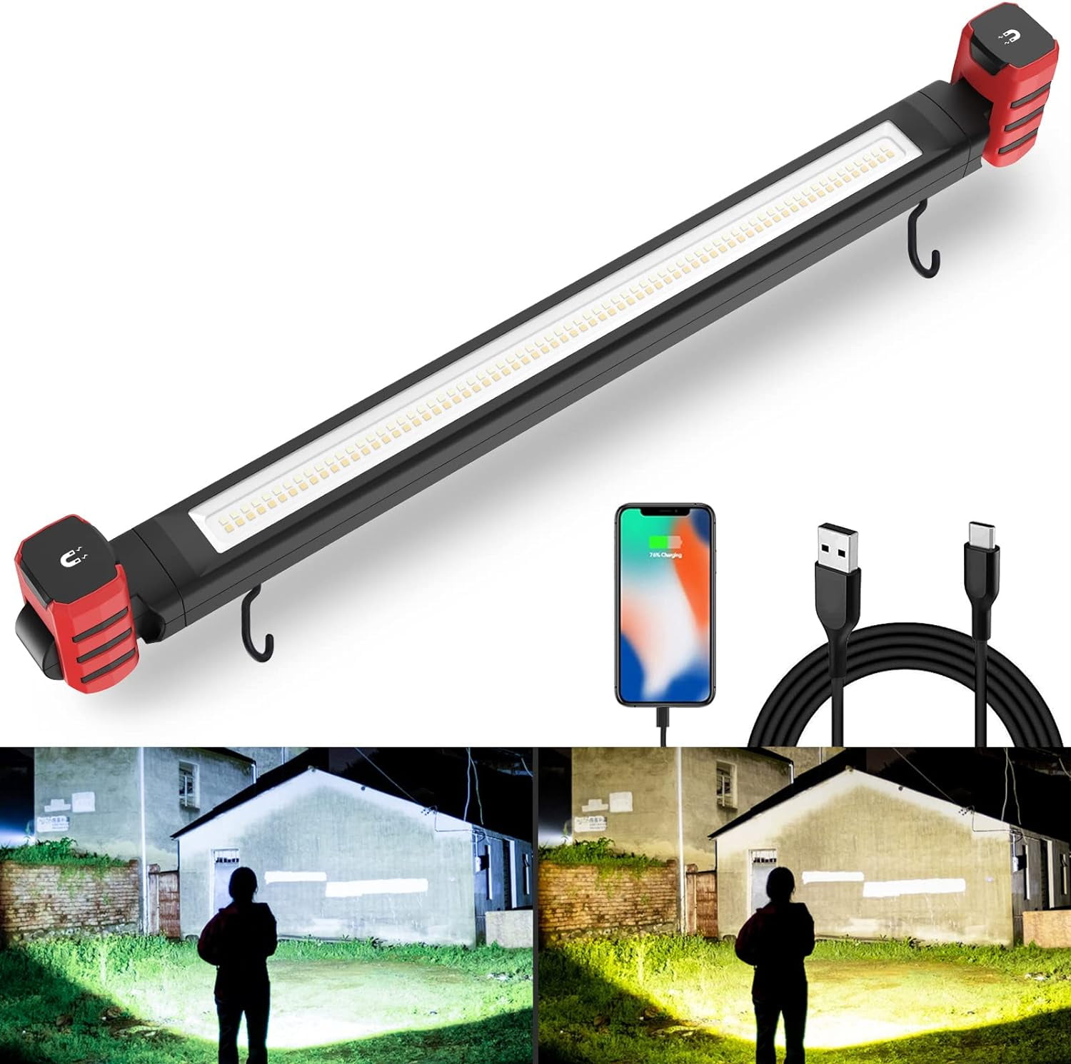 Greenidea LED Work Light,12000 Lumens Dual Color Temperature Work Light ...
