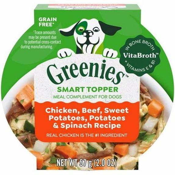 Greenies Smart Topper Grain Free Chicken, Beef, Sweet Potatoes, Potatoes & Spinach Recipe Meal Complement for Dogs 2.0 oz