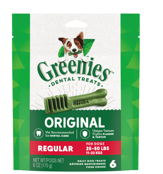 Greenies Adult Regular Dog Dental Treats - Natural, Oral Health, Original 6 Count