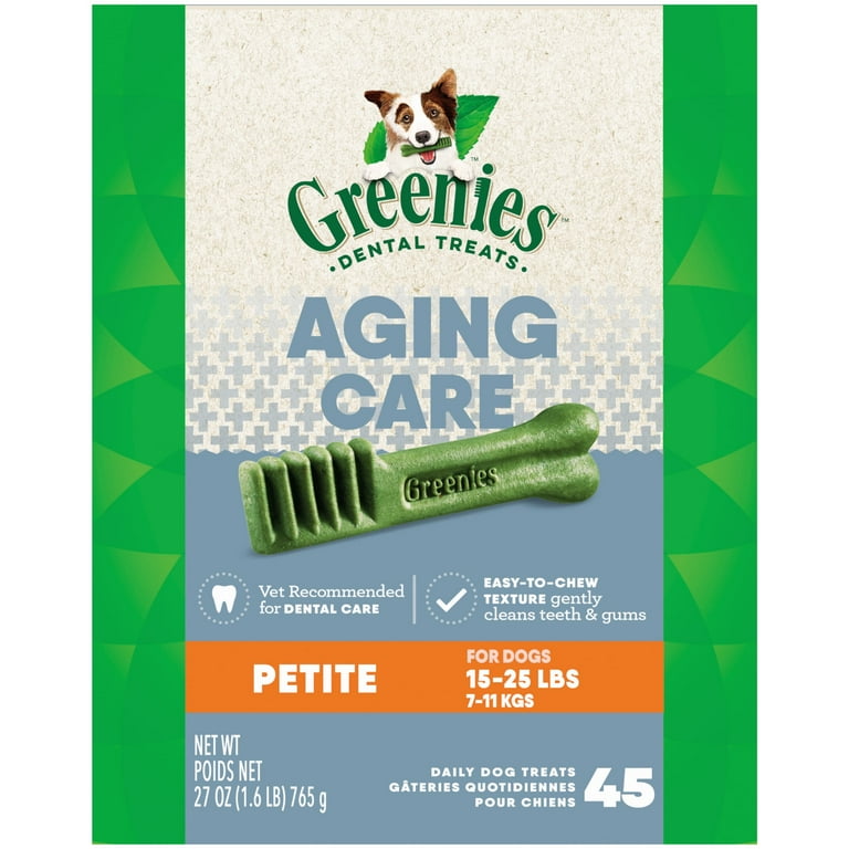 Greenies Aging Care Petite Natural Dog Dental Care Chews Oral Health Dog Treats 27 Oz Pack Walmart