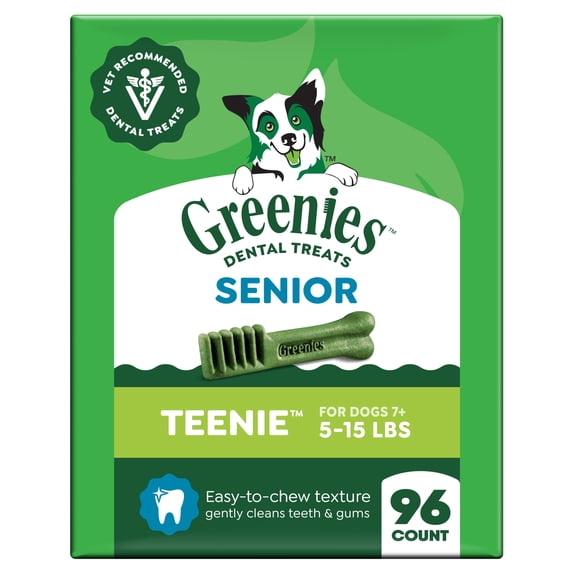 Greenies Aging Care Adult Natural Dental Dog Treats Teenie Size, 27 oz Pack (96 Count)