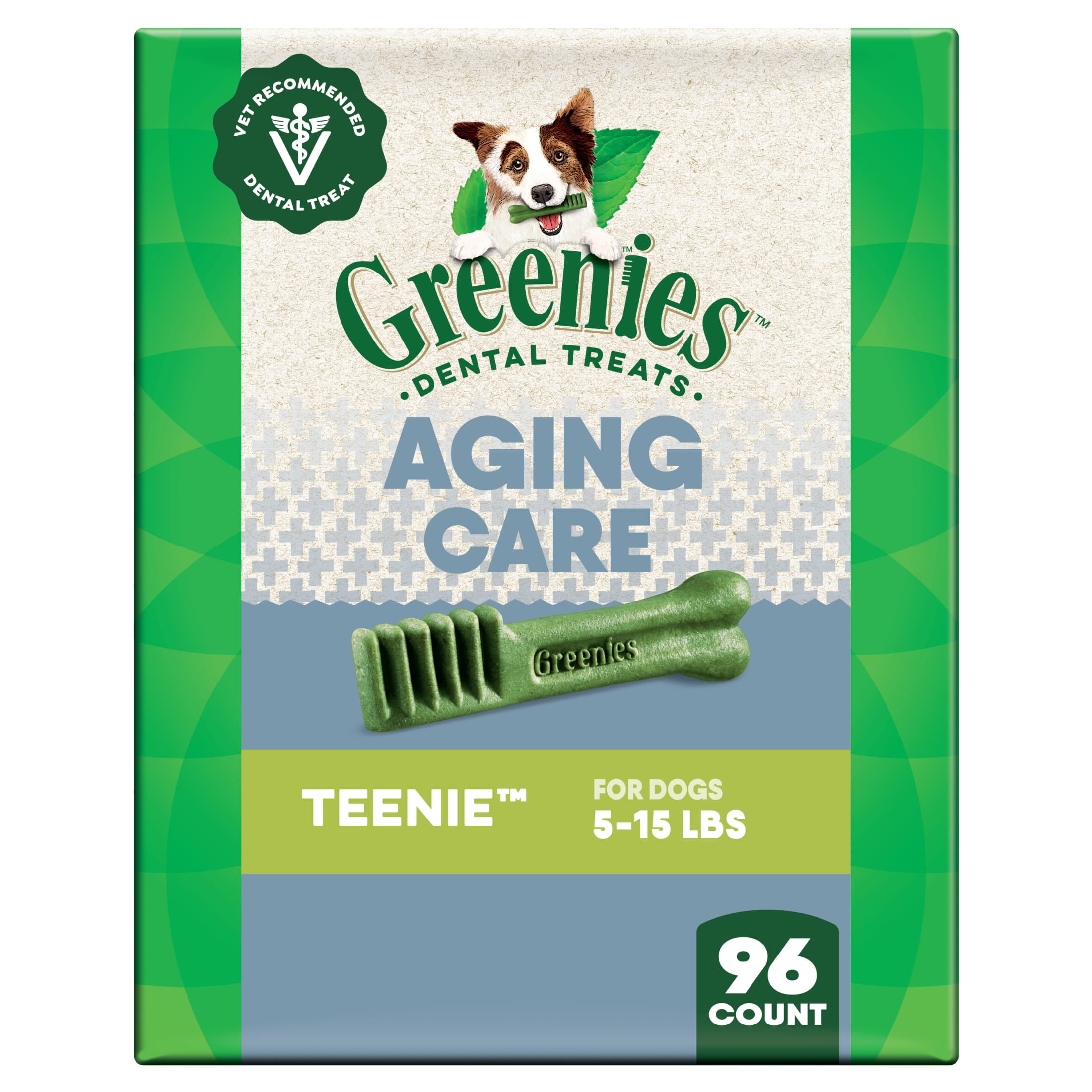 Greenies Aging Care Adult Natural Dental Dog Treats Teenie Size, 27 oz Pack (96 Count)