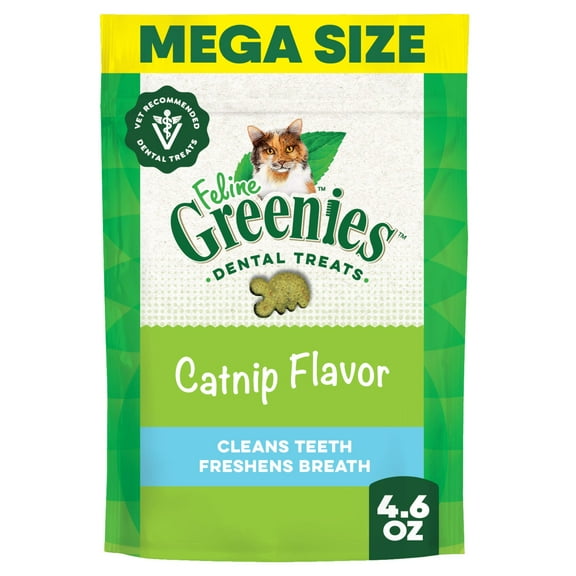 Greenies Feline Catnip Flavor Adult Natural Dental Cat Treats, 4.6 oz Pouch