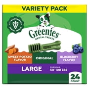 Greenies Adult Natural Dental Dog Treats 3 Flavors, Large Size, 3 12 oz Packs 24 Count