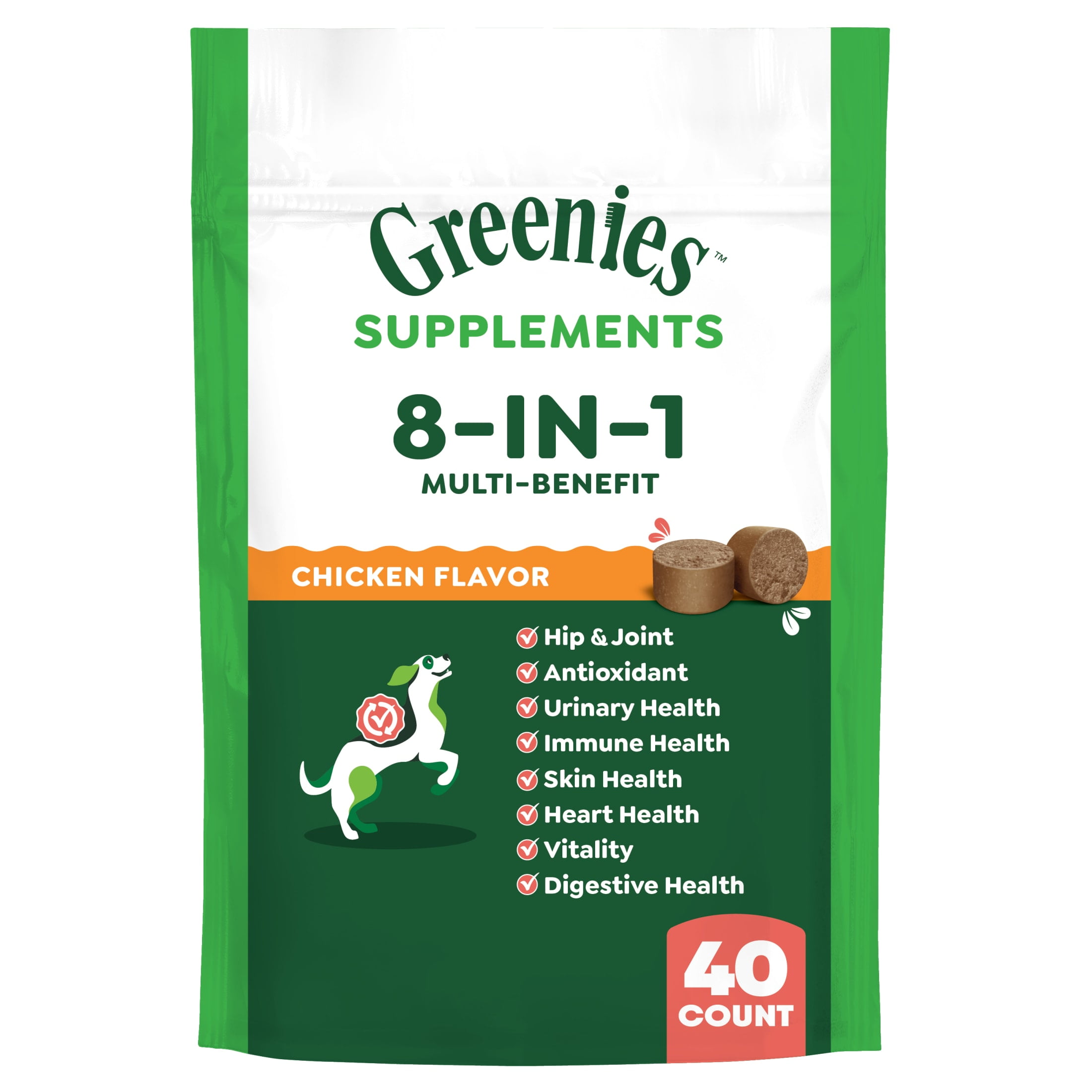 Greenies Dog Supplements 8-in-1 Multi-Benefit Chicken Flavor, 7.76