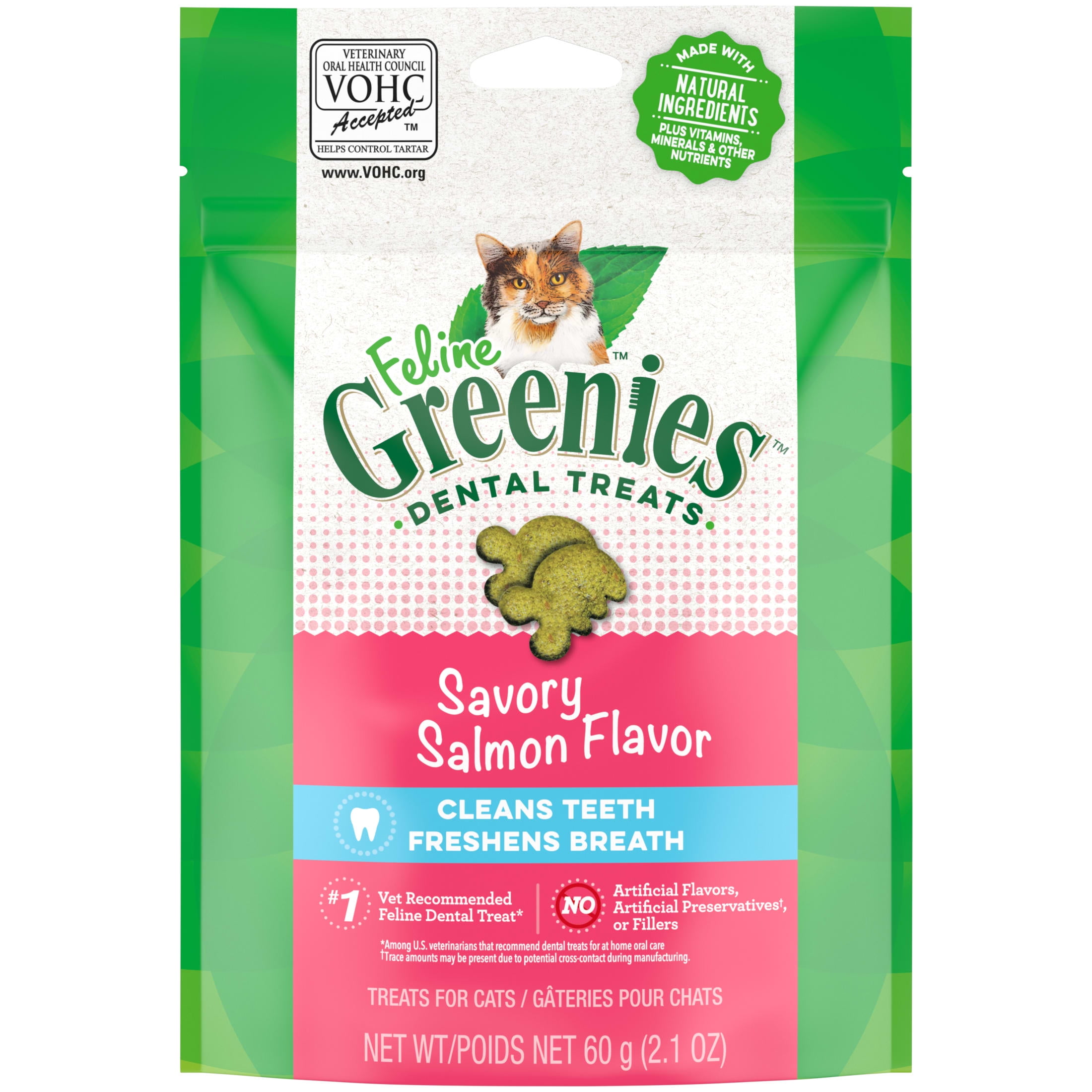 Greenies Savory Salmon Flavor Dental Crunchy Dry Cat Treats 4.6 Oz Walmart