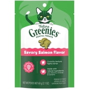 Greenies Feline Savory Salmon Flavor Adult Natural Dental Cat Treats, 2.1 oz Pouch