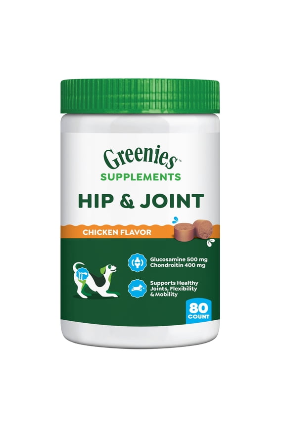 Hip and Joint Supplements for Dogs, Chicken Flavor, 16.2 oz, 80-Count Soft Chews