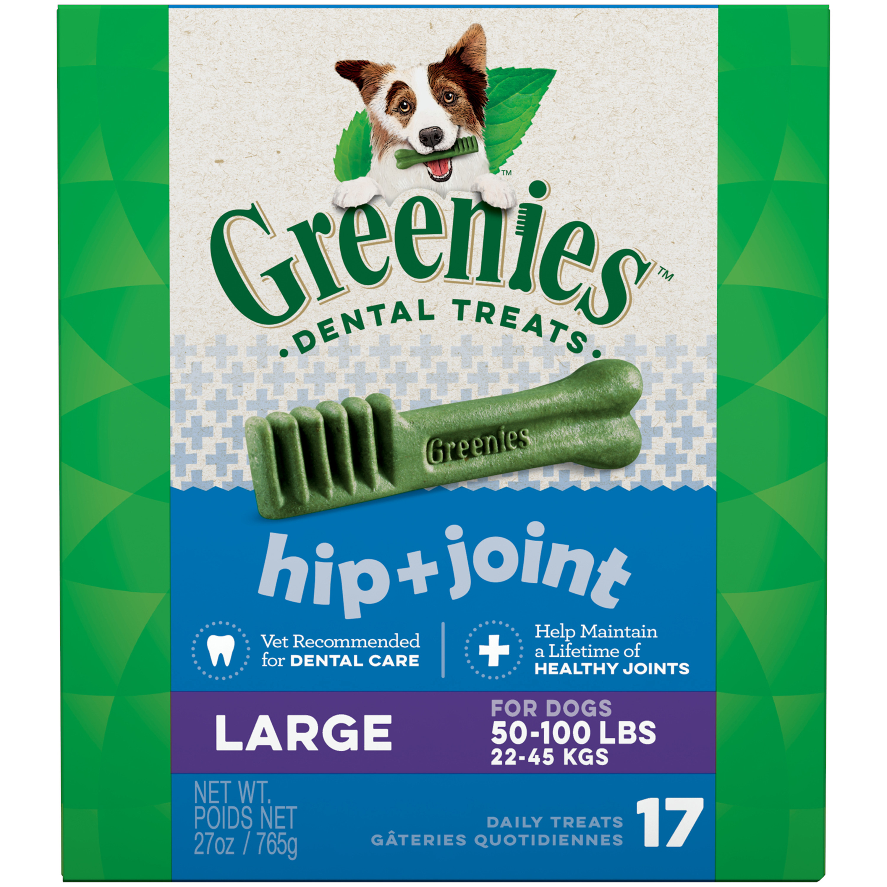 Greenies Hip and Joint Large Dental Dog Treats, 27 oz. Pack (17 Treats