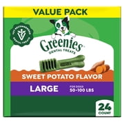Greenies Sweet Potato Flavor Adult Natural Dental Dog Treats Large Size, 36 oz Pack (24 Count)
