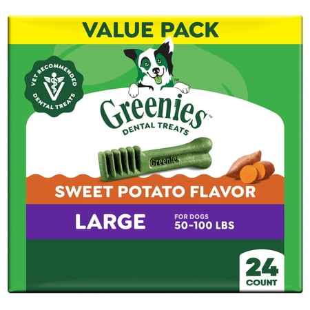 Greenies Sweet Potato Flavor Adult Natural Dental Dog Treats Large Size, 36 oz Pack (24 Count)