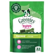 Greenies Natural Dental Puppy Treats Teenie Size, Chicken Flavor, 6 oz Pack 22 Count