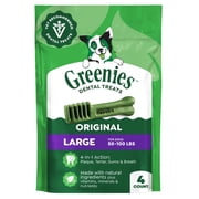 Greenies Original Flavor Adult Natural Dental Dog Treats Large Size, 6 oz Pack (4 Count)