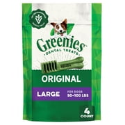 Greenies Original Flavor Adult Natural Dental Dog Treats Large Size, 6 oz Pack (4 Count)