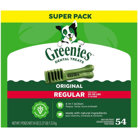GREENIES Original Flavor Natural Dental Treat Chews for Medium-Sized Adult Dogs, 54 oz. Pack