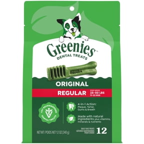 Greenies Original Flavor Adult Natural Dental Dog Treats Regular Size, 12 oz Pack (12 Count)