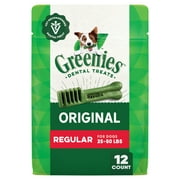 Greenies Original Flavor Adult Natural Dental Dog Treats Regular Size, 12 oz Pack (12 Count)