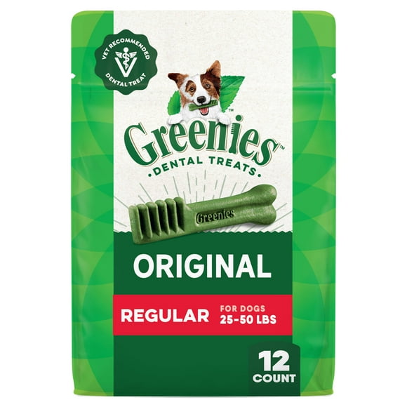 Greenies Original Flavor Adult Natural Dental Dog Treats Regular Size, 12 oz Pack (12 Count)