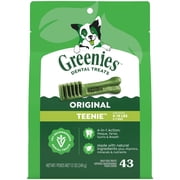Greenies Original Flavor Adult Natural Dental Dog Treats Teenie Size, 12 oz Pack (43 Count)