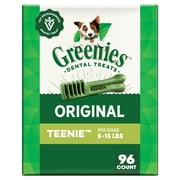 Greenies Original Flavor Adult Natural Dental Dog Treats Teenie Size, 27 oz Pack (96 Count)