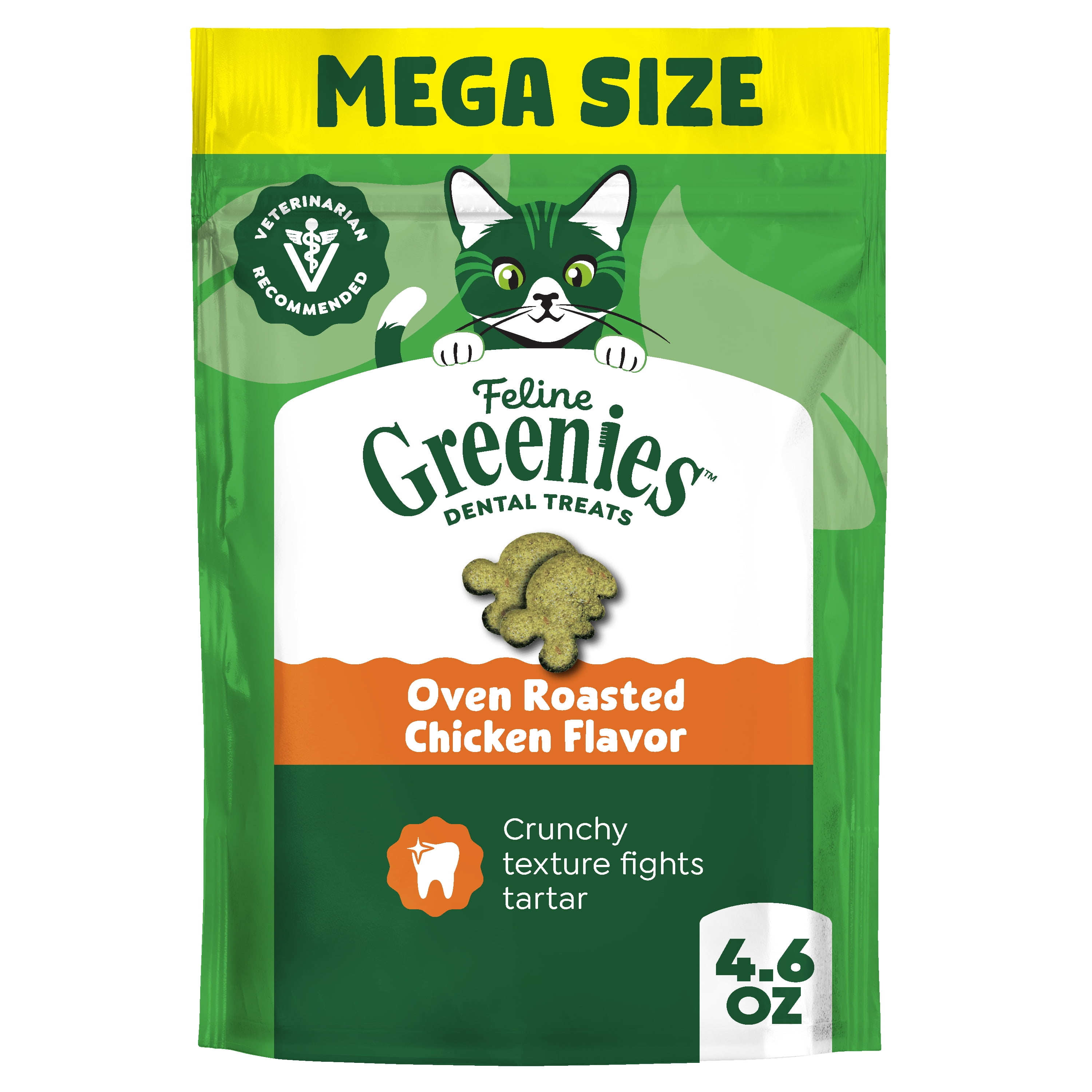 Greenies Feline Dental Cat Treats 2.1 Oz Pouch, Oven Roasted